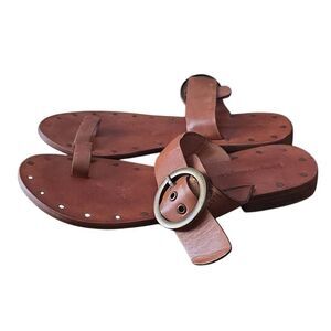 Vintage Foundry Co Women's Size 7 Brown Leather Lilith Buckle Toe Slides